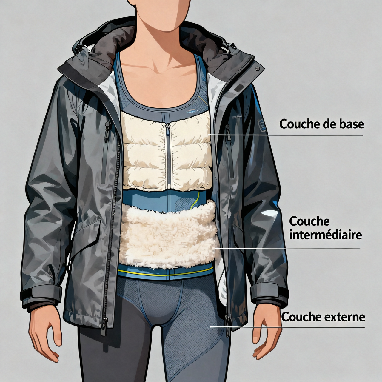 Système de couches de vêtements pour l'hiver